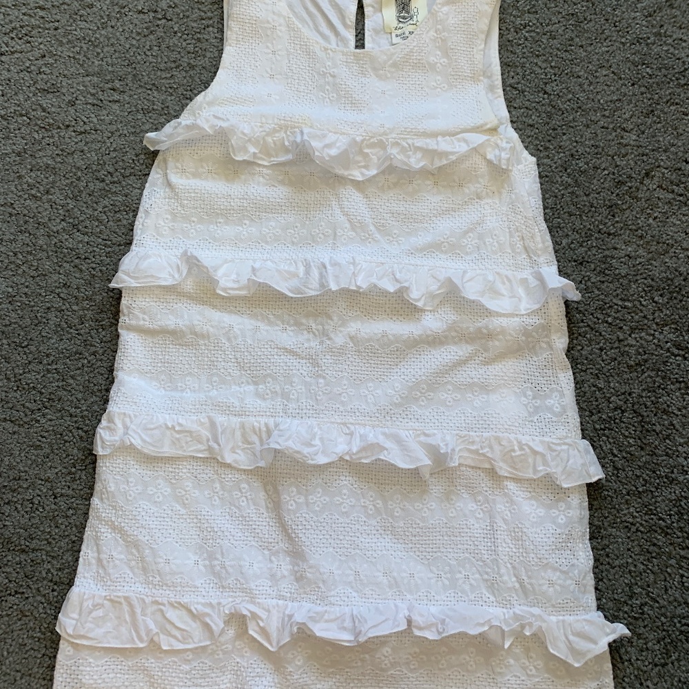 White Ruffle Lined Dress
